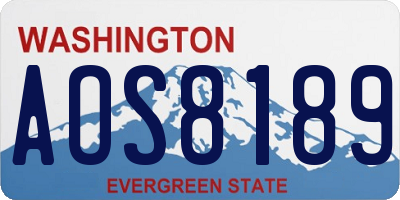 WA license plate AOS8189