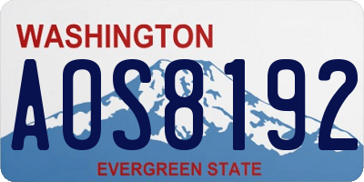 WA license plate AOS8192
