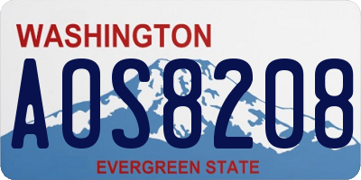 WA license plate AOS8208