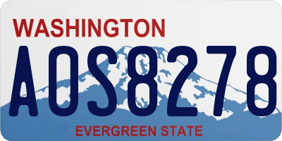 WA license plate AOS8278