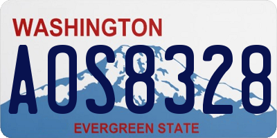 WA license plate AOS8328
