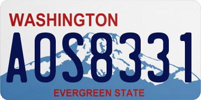 WA license plate AOS8331