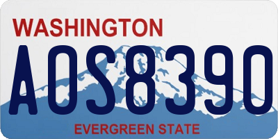 WA license plate AOS8390