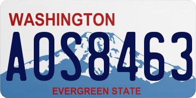 WA license plate AOS8463