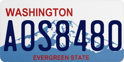 WA license plate AOS8480
