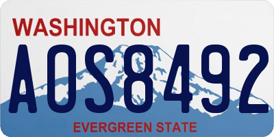 WA license plate AOS8492