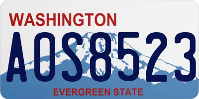 WA license plate AOS8523