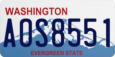 WA license plate AOS8551