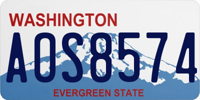 WA license plate AOS8574