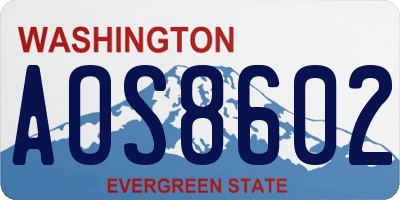 WA license plate AOS8602
