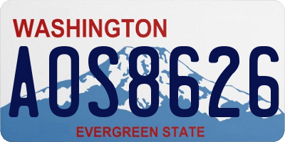 WA license plate AOS8626