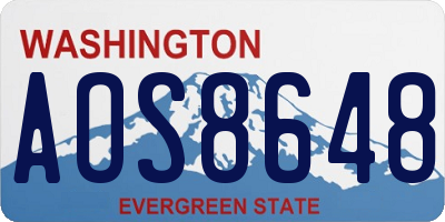 WA license plate AOS8648