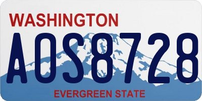 WA license plate AOS8728
