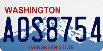WA license plate AOS8754