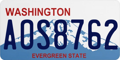 WA license plate AOS8762