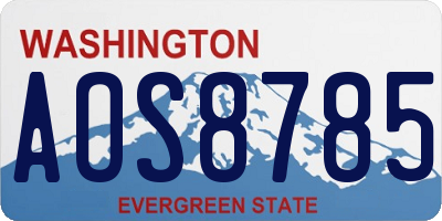 WA license plate AOS8785