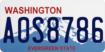 WA license plate AOS8786