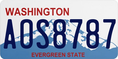 WA license plate AOS8787