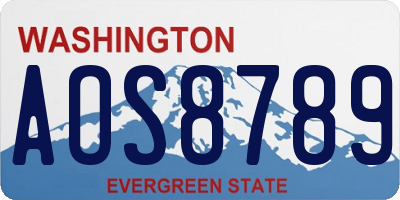 WA license plate AOS8789