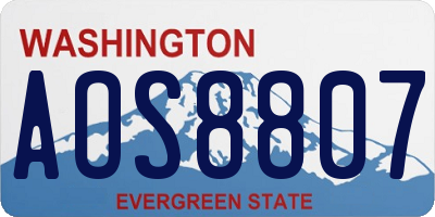 WA license plate AOS8807