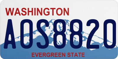 WA license plate AOS8820
