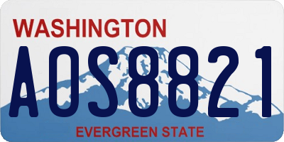 WA license plate AOS8821