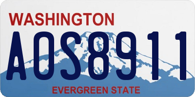 WA license plate AOS8911