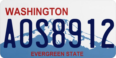 WA license plate AOS8912