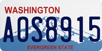 WA license plate AOS8915