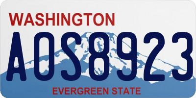 WA license plate AOS8923
