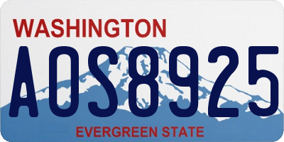 WA license plate AOS8925