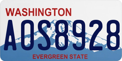 WA license plate AOS8928
