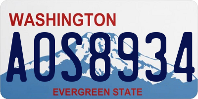 WA license plate AOS8934