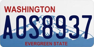 WA license plate AOS8937