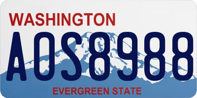 WA license plate AOS8988