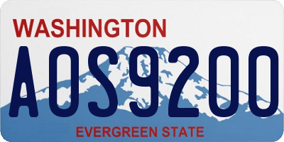 WA license plate AOS9200