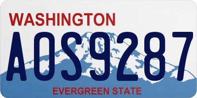 WA license plate AOS9287