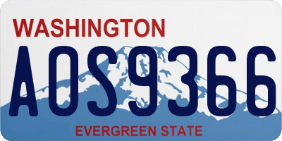 WA license plate AOS9366