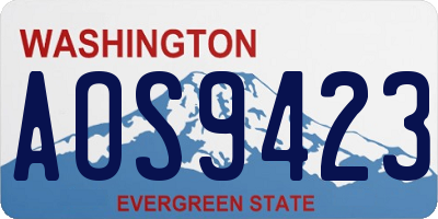 WA license plate AOS9423