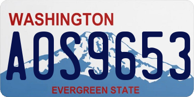 WA license plate AOS9653