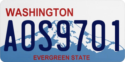 WA license plate AOS9701