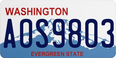 WA license plate AOS9803