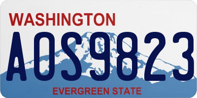 WA license plate AOS9823