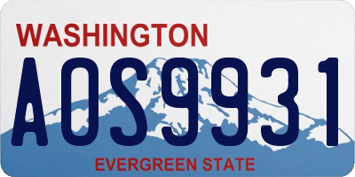 WA license plate AOS9931