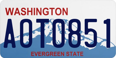 WA license plate AOT0851