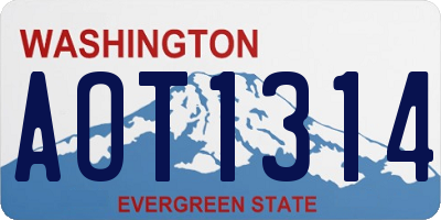 WA license plate AOT1314