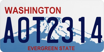 WA license plate AOT2314