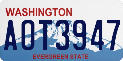 WA license plate AOT3947