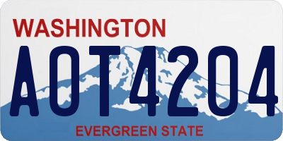 WA license plate AOT4204