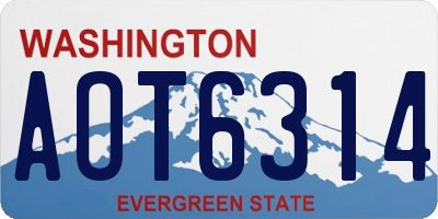 WA license plate AOT6314